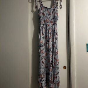 Japna Gray Floral Maxi Dress